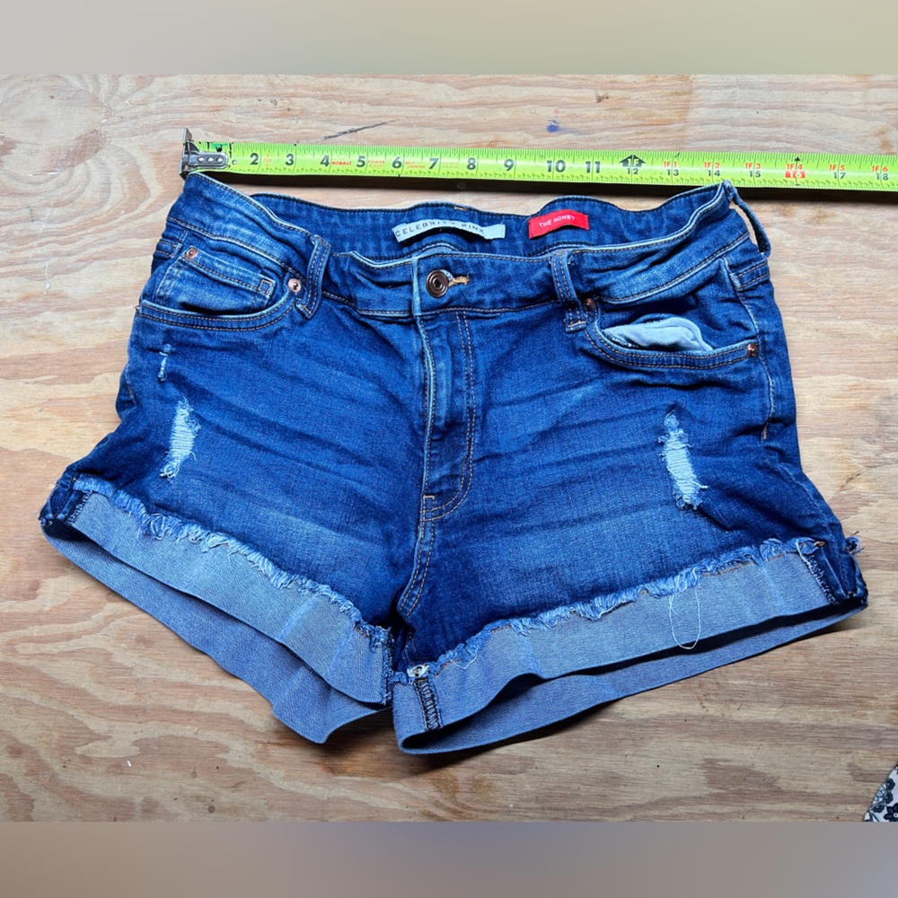 Celebrity pink denim shorts